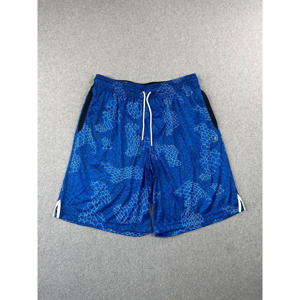 AND 1 Basketball Short Mens L Supreme Blue Geometric Print 11" Inseam Ballers